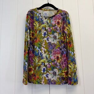 Muse Threads Bamboo Floral Top Girls Size L Botanical Comfy Loungewear Soft